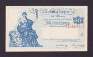 Argentina 50 Centavos 1942 XF Condition