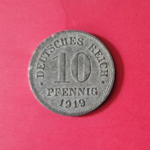 Germany 10 Pfennigs 1919 - Zinc Coin - Dia 21 mm