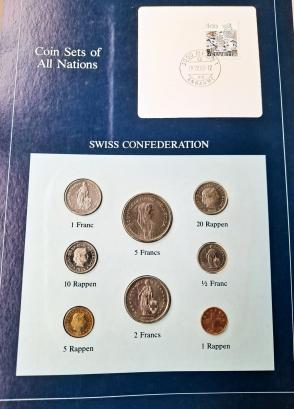 সুইজর্লণ্ড ১ Rappen - ৫ Francs - Set of ৮ UNC মুদ্রা (১৯৮১-৮৩) Sealed in Franklin Mint Folder